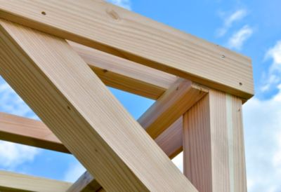 Pergola autoportante en bois naturel sapin de Douglas modulable H.2,5 x l.2,9 m + 1 module occultant