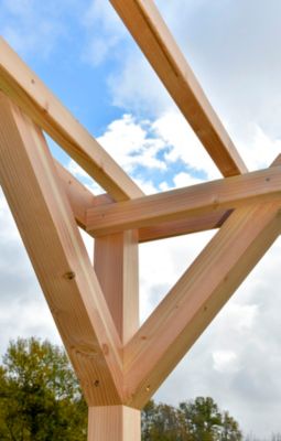 Pergola autoportante en bois naturel sapin de Douglas modulable H.2,5 x l.2,9 m + 1 module occultant