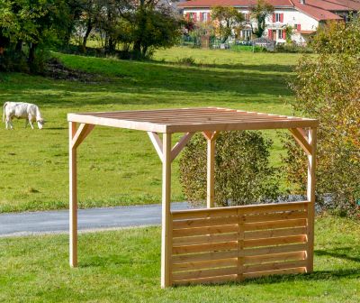Pergola autoportante en bois naturel sapin de Douglas modulable H.2,5 x l.2,9 m + 1 module occultant