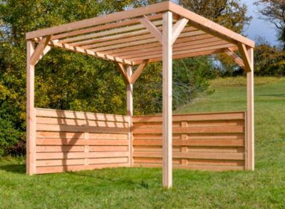 Pergola autoportante en bois naturel sapin de Douglas modulable H.2,5 x l.2,9 m + 2 modules occultants