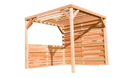 Pergola autoportante en bois naturel sapin de Douglas modulable H.2,5 x l.2,9 m + 3 modules occultants