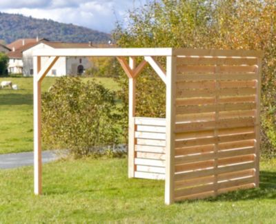 Pergola autoportante en bois naturel sapin de Douglas modulable H.2,5 x l.2,9 m + 3 modules occultants