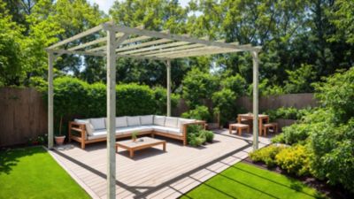 Pergola autoportante Hellebore en bois l.300 x L.400 x H.247 cm