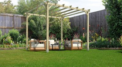 Pergola autoportante Ipomée en bois l.300 x L.300 x H.247 cm