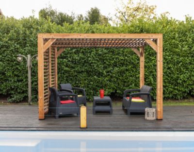 Pergola autoportante manuelle bois Habrita THO2331VT 3,13 x 2,34 m