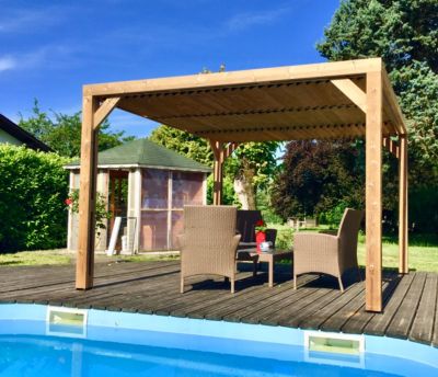 Pergola autoportante manuelle bois Habrita THO3531T 3,41 x 3,13 m