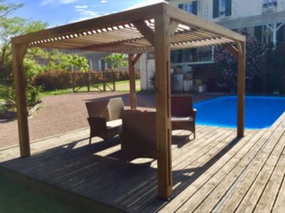 Pergola autoportante manuelle bois Habrita THO3531T 3,41 x 3,13 m