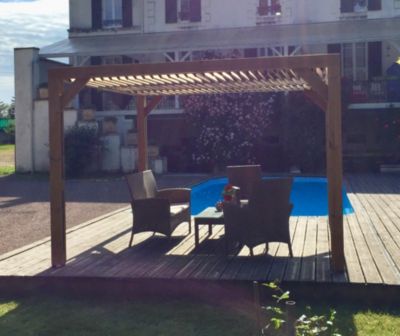 Pergola autoportante manuelle bois Habrita THO3531T 3,41 x 3,13 m