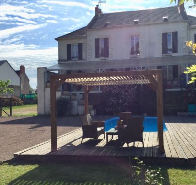 Pergola autoportante manuelle bois Habrita THO3531T 3,41 x 3,13 m