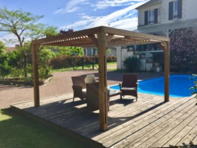 Pergola autoportante manuelle bois Habrita THO3531T 3,41 x 3,13 m