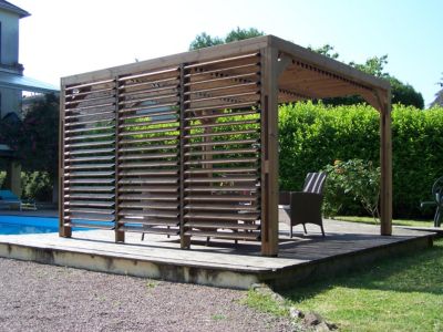 Pergola autoportante manuelle bois Habrita THO3531VT 3,41 x 3,13 m