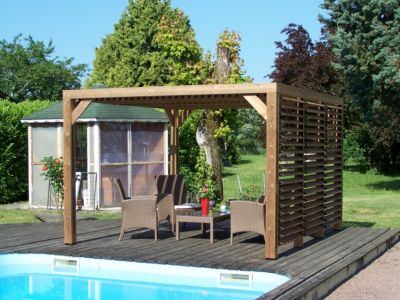 Pergola autoportante manuelle bois Habrita THO3531VT 3,41 x 3,13 m