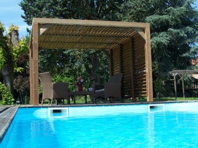 Pergola autoportante manuelle bois Habrita THO3531VT 3,41 x 3,13 m