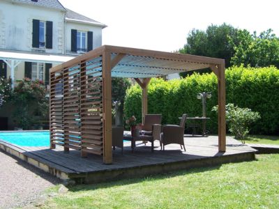 Pergola autoportante manuelle bois Habrita THO3531VT 3,41 x 3,13 m