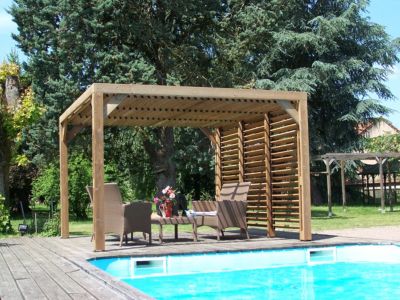 Pergola autoportante manuelle bois Habrita THO3531VT 3,41 x 3,13 m