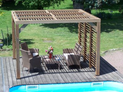 Pergola autoportante manuelle bois Habrita THO3531VT 3,41 x 3,13 m