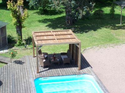 Pergola autoportante manuelle bois Habrita THO3531VT 3,41 x 3,13 m