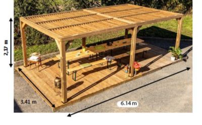 Pergola autoportante manuelle bois Habrita THO3562T 3,41 x 6,26 m