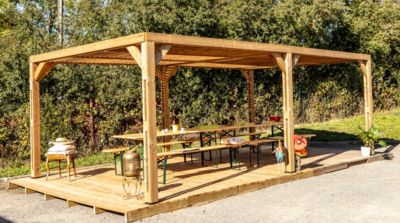 Pergola autoportante manuelle bois Habrita THO3562T 3,41 x 6,26 m
