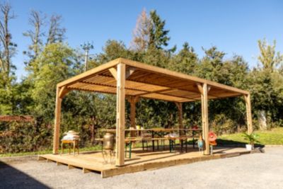 Pergola autoportante manuelle bois Habrita THO3562T 3,41 x 6,26 m