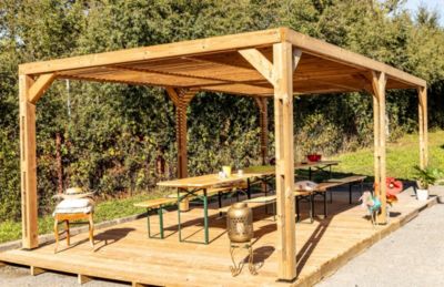 Pergola autoportante manuelle bois Habrita THO3562T 3,41 x 6,26 m
