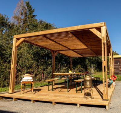 Pergola autoportante manuelle bois Habrita THO3562T 3,41 x 6,26 m