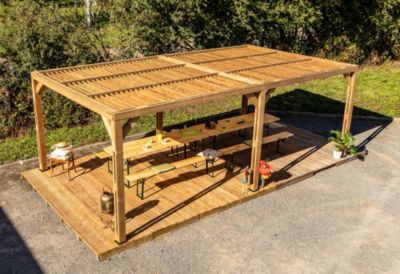Pergola autoportante manuelle bois Habrita THO3562T 3,41 x 6,26 m