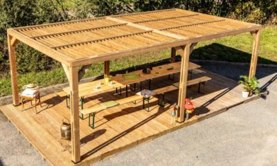 Pergola autoportante manuelle bois Habrita THO3562T 3,41 x 6,26 m