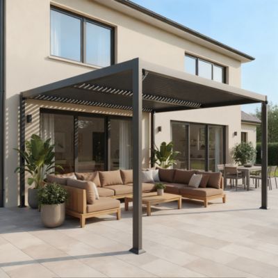 Pergola autoportante Sanba avec volet aluminium 3 x 3,6m