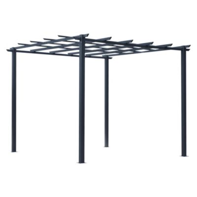 Pergola autoportante style contemporain - toit terrasse à décorer - dim. 3L x 3l x 2,3H m - métal époxy anticorrosion noir