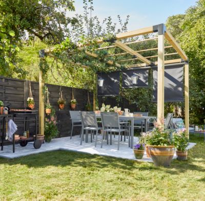 Pergola autoportée Lyna en bois traité 2.40 x 4 m