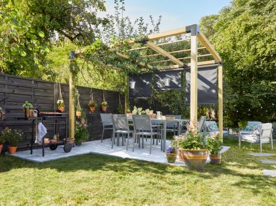 Pergola autoportée Lyna en bois traité 2.40 x 4 m