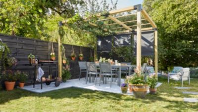 Pergola autoportée Lyna en bois traité 2.40 x 4 m
