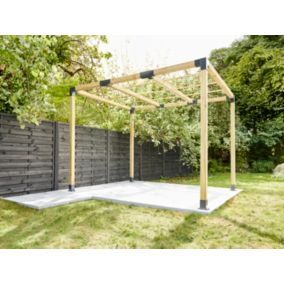 Pergola autoportée Lyna en bois traité 2.40 x 4 m