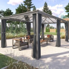 Pergola Belize en aluminium et polycarbonate 6 x 3,6 m - Hespéride