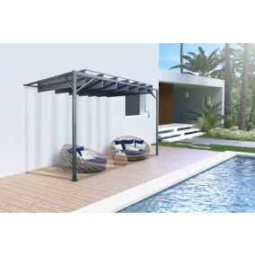 Pergola bioclimatique adossée BAHIA 3x3m Toile Gris anthracite