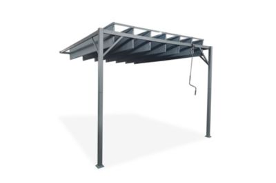 Pergola bioclimatique adossée BAHIA 3x3m Toile Gris anthracite