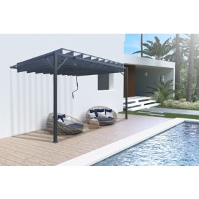 Pergola bioclimatique adossée BAHIA 4x3m Toile Gris anthracite