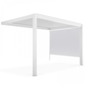 Pergola bioclimatique adossée blanche 3x4m et 1 Store 2,66 x 2,34 m  Oviala