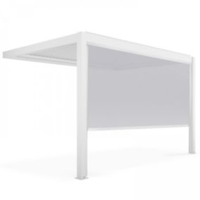 Pergola bioclimatique adossée blanche 3x4m et 1 Store 3,73 x 2,34 m  Oviala