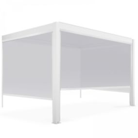 Pergola bioclimatique adossée blanche 3x4m et 3 stores  Oviala