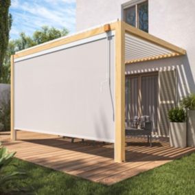 Pergola bioclimatique adossée en bois blanc 3x4m + 1 store  Oviala