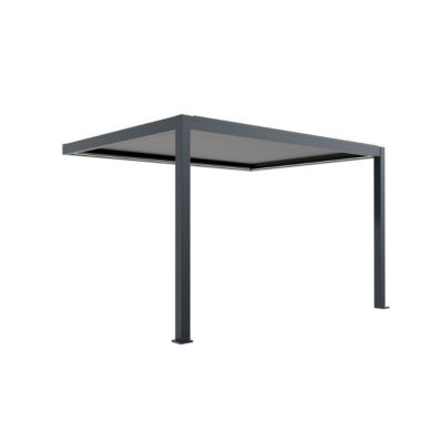 Pergola Bioclimatique Adossée Motorisée 12m² 3x4m Gris Anthracite STELLAR - Eclairage Intégré
