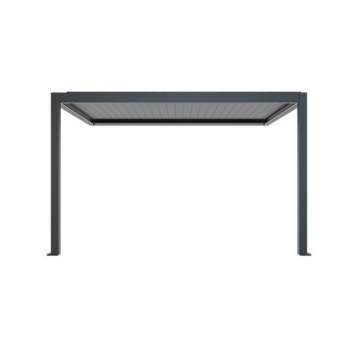 Pergola Bioclimatique Adossée Motorisée 12m² 3x4m Gris Anthracite STELLAR - Eclairage Intégré