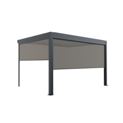 Pergola Bioclimatique Adossée Motorisée 12m² 3x4m Gris Anthracite STELLAR - Eclairage Intégré