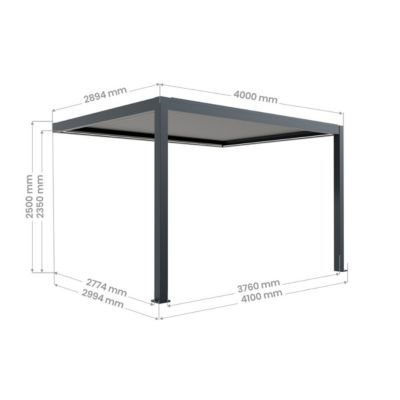 Pergola Bioclimatique Adossée Motorisée 12m² 3x4m Gris Anthracite STELLAR - Eclairage Intégré