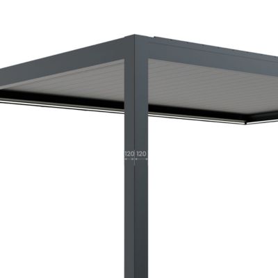 Pergola Bioclimatique Adossée Motorisée 12m² 3x4m Gris Anthracite STELLAR - Eclairage Intégré