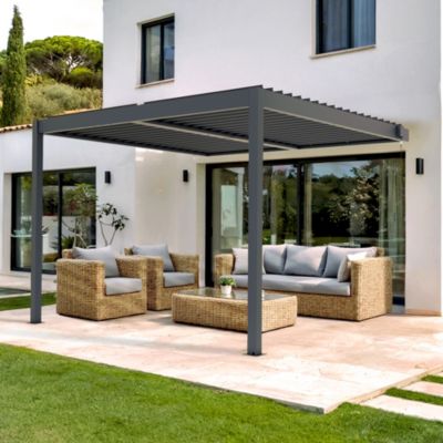 Cazeboo Piana adossée 3x3 m aluminium gris