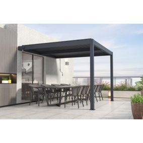 Pergola Bioclimatique adossée SANTA 3x3m aluminium gris