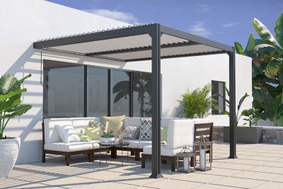 Pergola bioclimatique adossée manuelle aluminium Miami 3 x 3 m Castorama